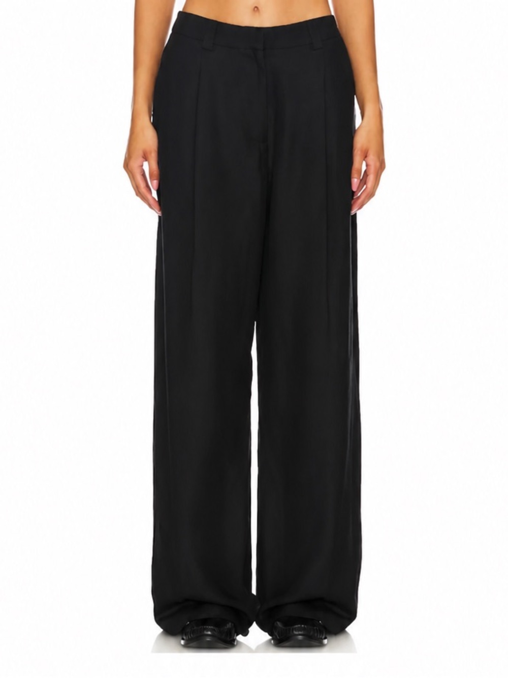 Lioness x Revolve - NWT La Quinta Wide Leg Linen Blend Black Pants Sz M